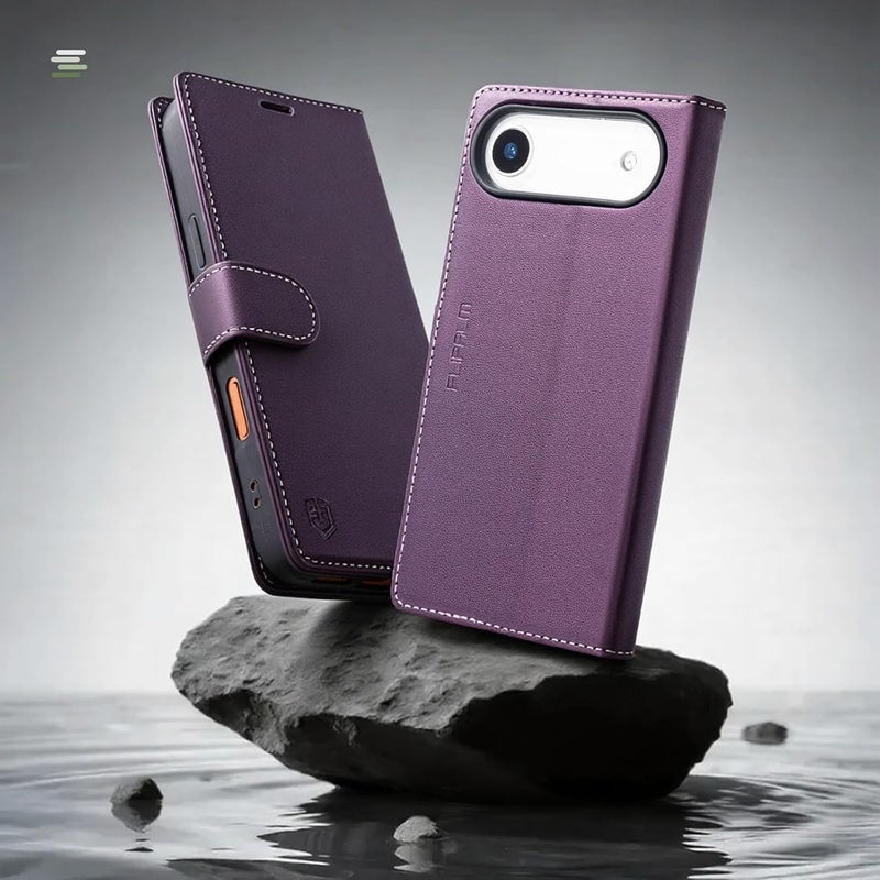 FLIPALM Wallet Case for iPhone 17 Air with Credit Card Holder,PU Leather Folio Flip Kickstand Protective Shockproof Cover for Apple 17 Air Phone Case (Purple, for iPhone 17 Air - 6.5'') - Image 3